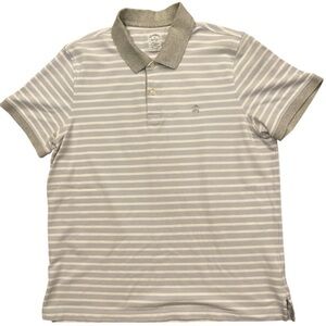 Brooks Brothers XL Slim Fit Stripe Contrast Trim Supima Cotton Short Sleeve Polo